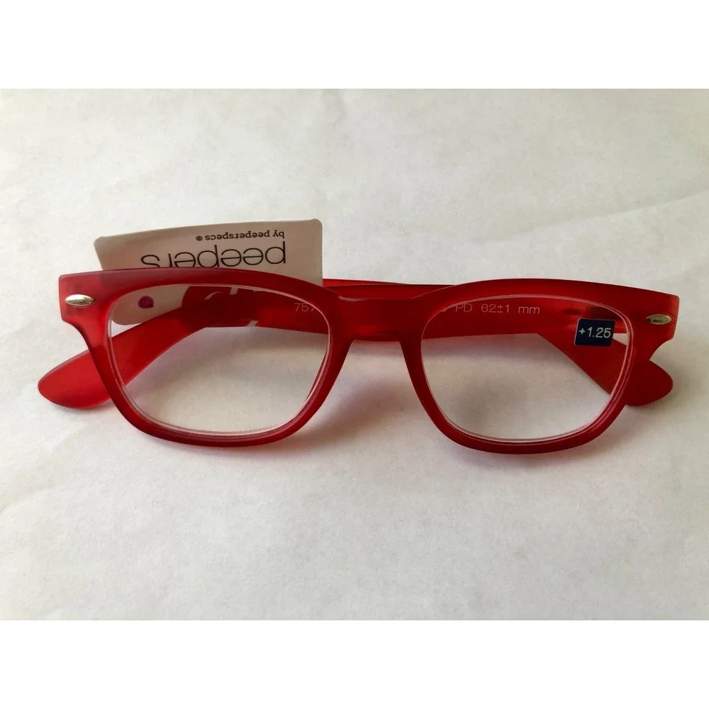 New Red Matte Peepers Blue Light reading glasses +1.25